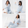 GYS Bamboo Viscose Long Sleeve Pajamas for Women(Blue Stripes)