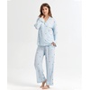GYS Bamboo Viscose Long Sleeve Pajamas for Women(Blue Stripes)