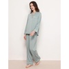 GYS Bamboo Viscose Long Sleeve Pajamas for Women(Light Greyish Green)