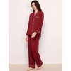 GYS Bamboo Viscose Long Sleeve Pajamas for Women(Wine Red)