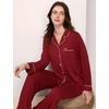 GYS Bamboo Viscose Long Sleeve Pajamas for Women(Wine Red)