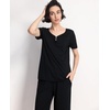GYS Bamboo Viscose Pajama Set for Women, Cooling Moisture-Wicking Sleepwear(Black)