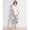GYS Bamboo Viscose Pajama Set for Women, Cooling Moisture-Wicking Sleepwear(Blue Rose)