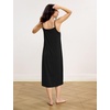 GYS Bamboo Viscose Women’s Nightgowns Sexy Sleeveless V-neck Sleepwear(Black)