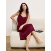 GYS Bamboo Viscose Women’s Nightgowns Sexy Sleeveless V-neck Sleepwear(Wine Red)