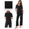 GYS Bamboo Viscose Women’s Pajama Sets, Ultra-Soft Short Sleeve Sleepwear(Black)