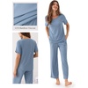 GYS Bamboo Viscose Women’s Pajama Sets, Ultra-Soft Short Sleeve Sleepwear(Grayish Blue)