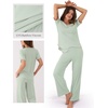 GYS Bamboo Viscose Women’s Pajama Sets, Ultra-Soft Short Sleeve Sleepwear(Light Green)