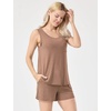 GYS Cooling Bamboo Viscose Pajamas for Women Sleeveless Top & Shorts Pj Set(Camel)