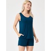 GYS Cooling Bamboo Viscose Pajamas for Women Sleeveless Top & Shorts Pj Set(Ink Blue)
