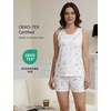 GYS Cooling Bamboo Viscose Pajamas for Women Sleeveless Top & Shorts Pj Set(Mauve Ditsy Floral)