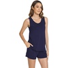 GYS Cooling Bamboo Viscose Pajamas for Women Sleeveless Top & Shorts Pj Set(Navy)