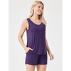 GYS Cooling Bamboo Viscose Pajamas for Women Sleeveless Top & Shorts Pj Set(Purple)