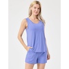 GYS Cooling Bamboo Viscose Pajamas for Women Sleeveless Top & Shorts Pj Set(Sky Blue)