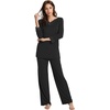 GYS Women’s Bamboo Viscose Cooling Lace Trim Pajama Set(A-black)