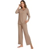 GYS Women’s Bamboo Viscose Cooling Lace Trim Pajama Set(A-camel)