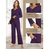 GYS Women’s Bamboo Viscose Cooling Lace Trim Pajama Set(A-deep Purple)