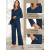 GYS Women’s Bamboo Viscose Cooling Lace Trim Pajama Set(A-ink Blue)