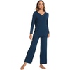 GYS Women’s Bamboo Viscose Cooling Lace Trim Pajama Set(A-ink Blue)