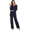GYS Women’s Bamboo Viscose Cooling Lace Trim Pajama Set(A-navy)