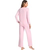 GYS Women’s Bamboo Viscose Cooling Lace Trim Pajama Set(A-pink)