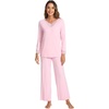 GYS Women’s Bamboo Viscose Cooling Lace Trim Pajama Set(A-pink)