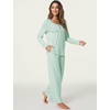 GYS Women’s Bamboo Viscose Cooling Lace Trim Pajama Set(B- Green)