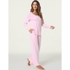 GYS Women’s Bamboo Viscose Cooling Lace Trim Pajama Set(B- Pink)