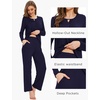 GYS Women’s Bamboo Viscose Cooling Lace Trim Pajama Set(C – Navy)