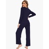 GYS Women’s Bamboo Viscose Cooling Lace Trim Pajama Set(C – Navy)