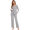 GYS Women’s Bamboo Viscose Cooling Pleated Pajama Set for Hot Flashes(Heather Grey)