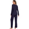 GYS Women’s Bamboo Viscose Cooling Pleated Pajama Set for Hot Flashes(Navy)