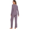 GYS Women’s Bamboo Viscose Cooling Pleated Pajama Set for Hot Flashes(Purplish Grey)