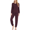 GYS Bamboo Viscose Cooling Long Sleeve Pajamas for Women(Ficus Red)