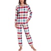 GYS Bamboo Viscose Cooling Long Sleeve Pajamas for Women(Green Plaid)