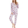 GYS Bamboo Viscose Cooling Long Sleeve Pajamas for Women(Grey Peony)