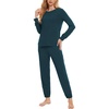 GYS Bamboo Viscose Cooling Long Sleeve Pajamas for Women(Indigo)