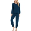 GYS Bamboo Viscose Cooling Long Sleeve Pajamas for Women(Ink Blue)
