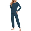 GYS Bamboo Viscose Cooling Long Sleeve Pajamas for Women(Lyons Blue)