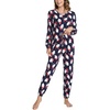 GYS Bamboo Viscose Cooling Long Sleeve Pajamas for Women(Santa Claus Navy)