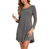 GYS Bamboo Viscose Long Sleeve Nightgowns for Women(B- Dark Heather Grey)
