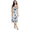 GYS Bamboo Viscose Women’s Nightgowns Sexy Sleeveless V-neck Sleepwear(Blue Rose)