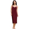 GYS Bamboo Viscose Women’s Nightgowns Sexy Sleeveless V-neck Sleepwear(Wine Red)