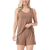 GYS Cooling Bamboo Viscose Pajamas for Women Sleeveless Top & Shorts Pj Set(Camel)