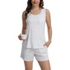 GYS Cooling Bamboo Viscose Pajamas for Women Sleeveless Top & Shorts Pj Set(Grey Abstract Floral)