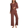GYS Women’s Bamboo Viscose Cooling Lace Trim Pajama Set(A-cherry Mahogany)