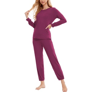 GYS Bamboo Viscose Cooling Long Sleeve Pajamas for Women(Boysenberry)
