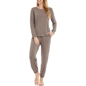 GYS Bamboo Viscose Cooling Long Sleeve Pajamas for Women(Camel)