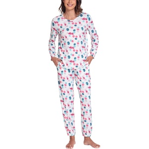 GYS Bamboo Viscose Cooling Long Sleeve Pajamas for Women(Deep Pink Dots)