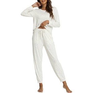 GYS Bamboo Viscose Cooling Long Sleeve Pajamas for Women(Oat Leopard)
